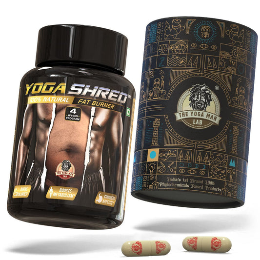 YogaManLab® YOGA SHRED - Burn Fat At-Home Ayurvedic Supplement (Men) | Helps in Weight Loss & Boosting Energy | Ayurvedic & 100% Natural